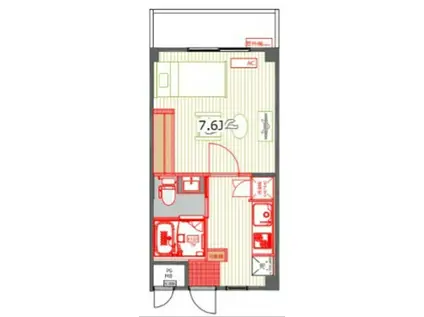 相武台グリーンレジデンス(1K/1階)の間取り写真