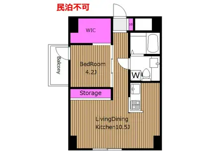 2面採光 駅チカ 1LDK サンリーフ BIL(1LDK/1階)の間取り写真