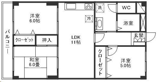ワイズリーレジデンスXI(3LDK/3階)の間取り写真