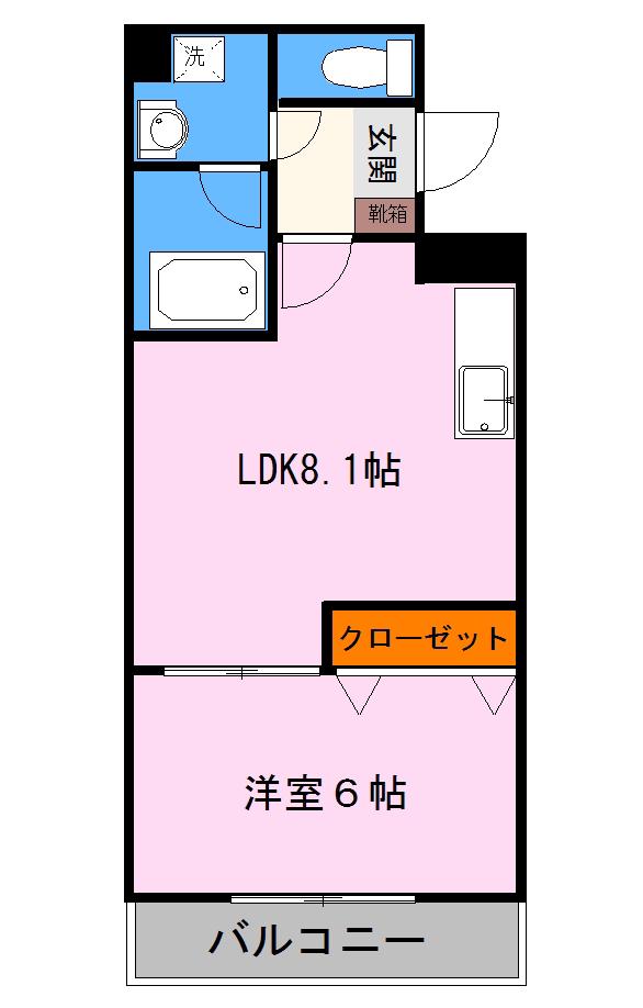 PLACE水前寺(1LDK/5階)の間取り写真