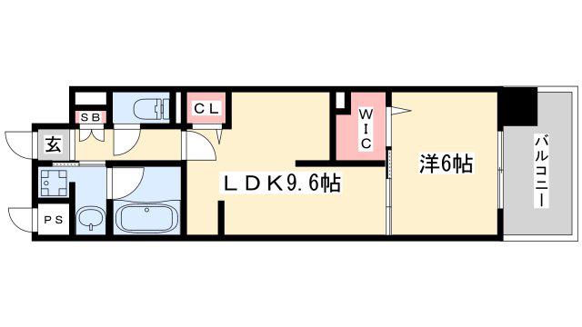 クロスフロント十二所線(1LDK/2階)の間取り写真