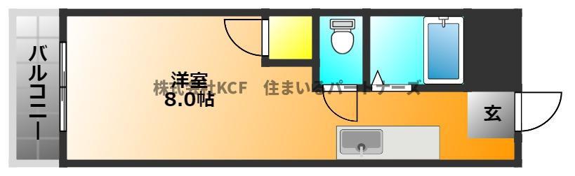 ガーネットハイツ(ワンルーム/2階)の間取り写真