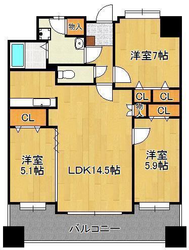 ニューサンリバー12番館(3LDK/12階)の間取り写真
