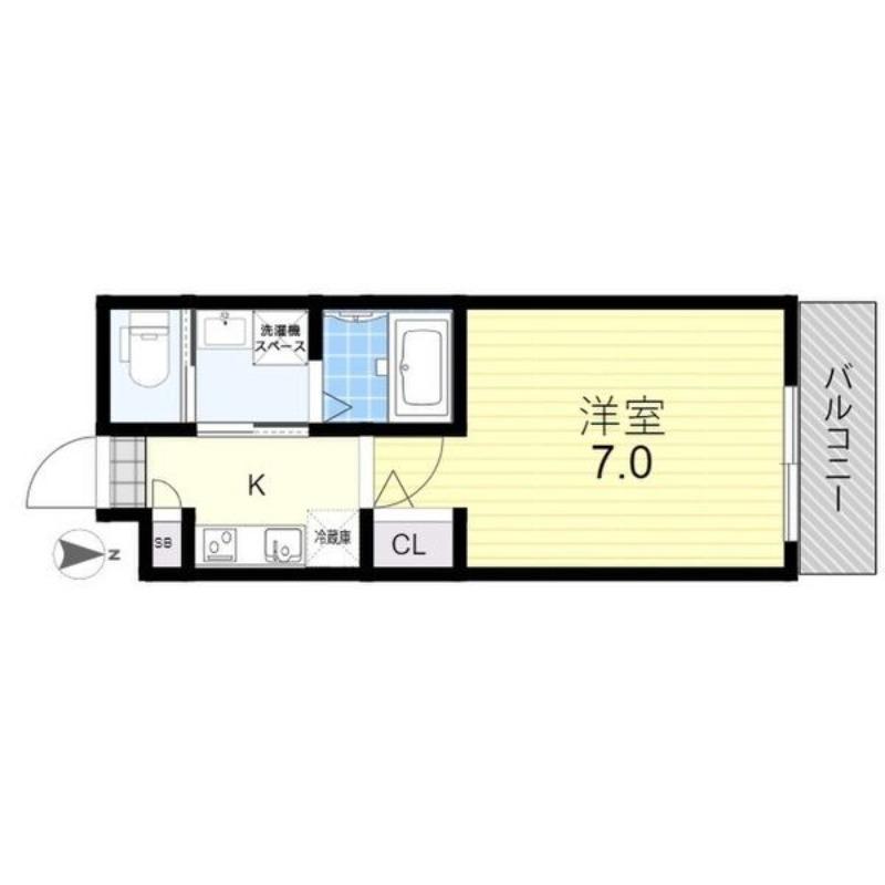H-MAISON鶴橋(1K/2階)の間取り写真