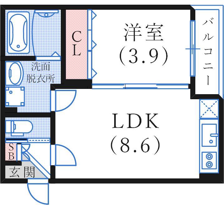 F PIACERE SEAM(1LDK/4階)の間取り写真
