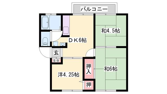 ハイツエンジェルA(3DK/2階)の間取り写真