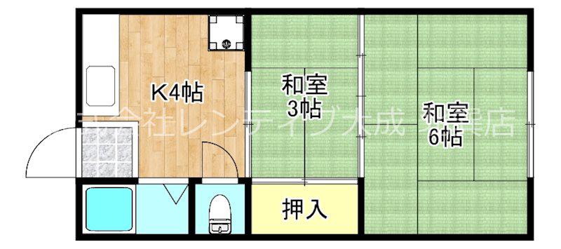 正覚マンション(2K/3階)の間取り写真