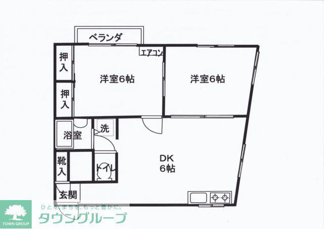 グランドール吉田(2DK/1階)の間取り写真
