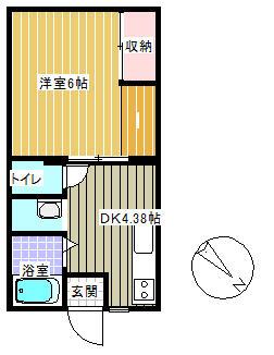 リバティ(1DK/1階)の間取り写真