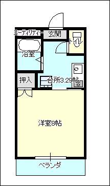アンクレスト(1K/2階)の間取り写真