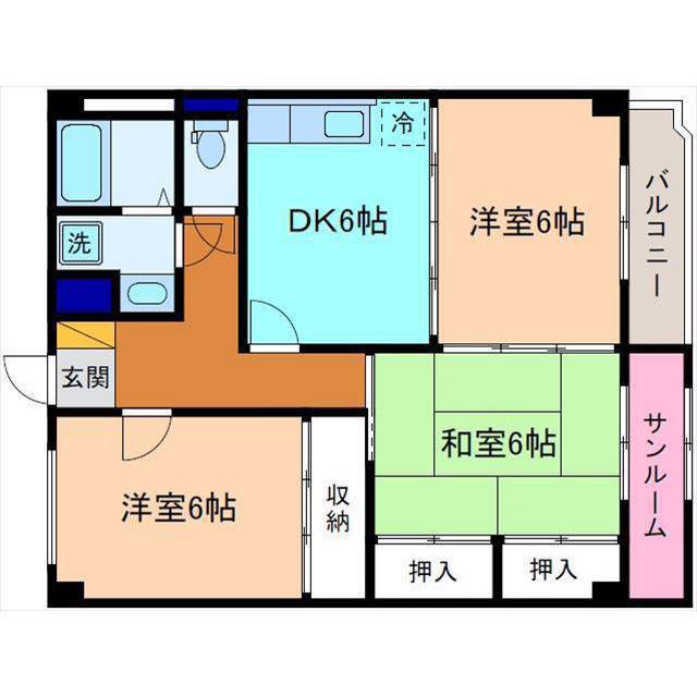ウエストヴィラージュII(2LDK/4階)の間取り写真
