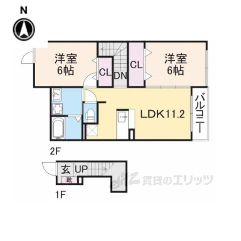 ベニッシモB(2LDK/2階)の間取り写真