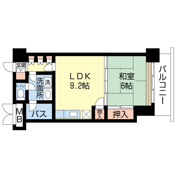 万代アーバン日東(1LDK/6階)の間取り写真