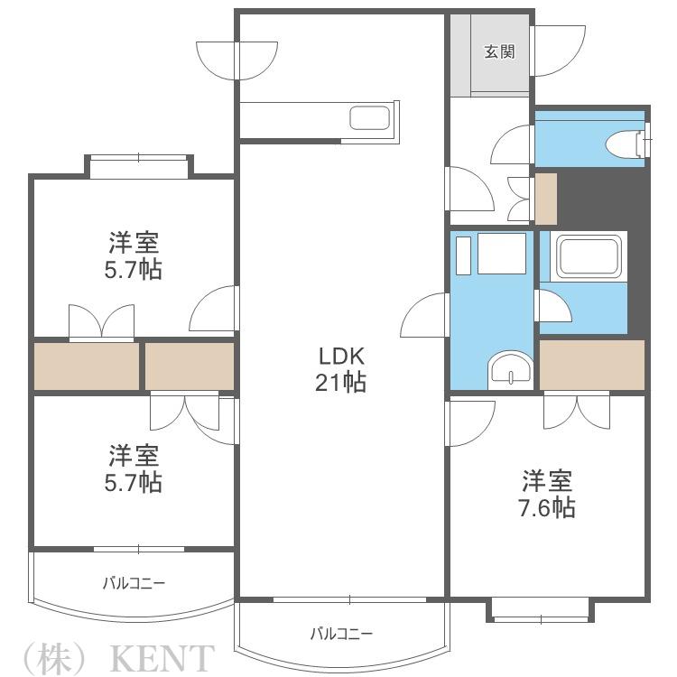 ラビリンス山の手(3LDK/3階)の間取り写真