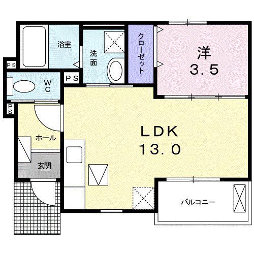 ベルチェ ドマーニ(1LDK/1階)の間取り写真