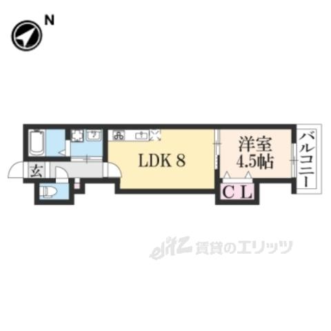 プライベートレジデンス山科御陵(1LDK/3階)の間取り写真