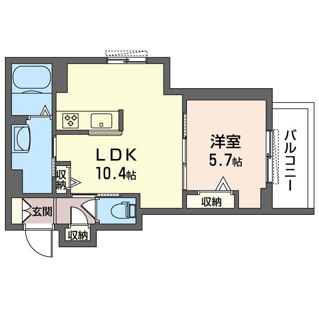 シャーメゾン鎌倉大町(1LDK/3階)の間取り写真