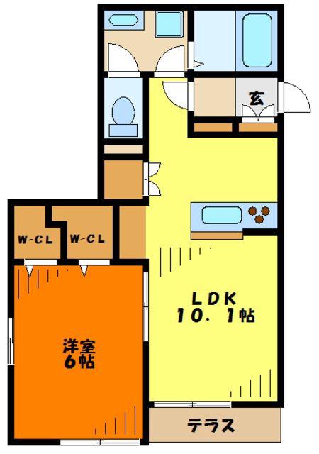 フレシール平間(1LDK/1階)の間取り写真