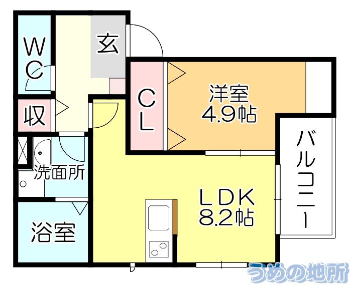 ポラリス久留米南(1LDK/3階)の間取り写真