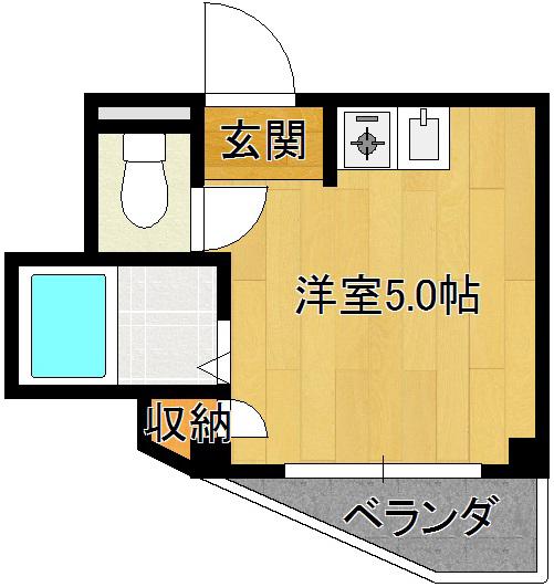 プリンスマンションリバーサイド(ワンルーム/2階)の間取り写真