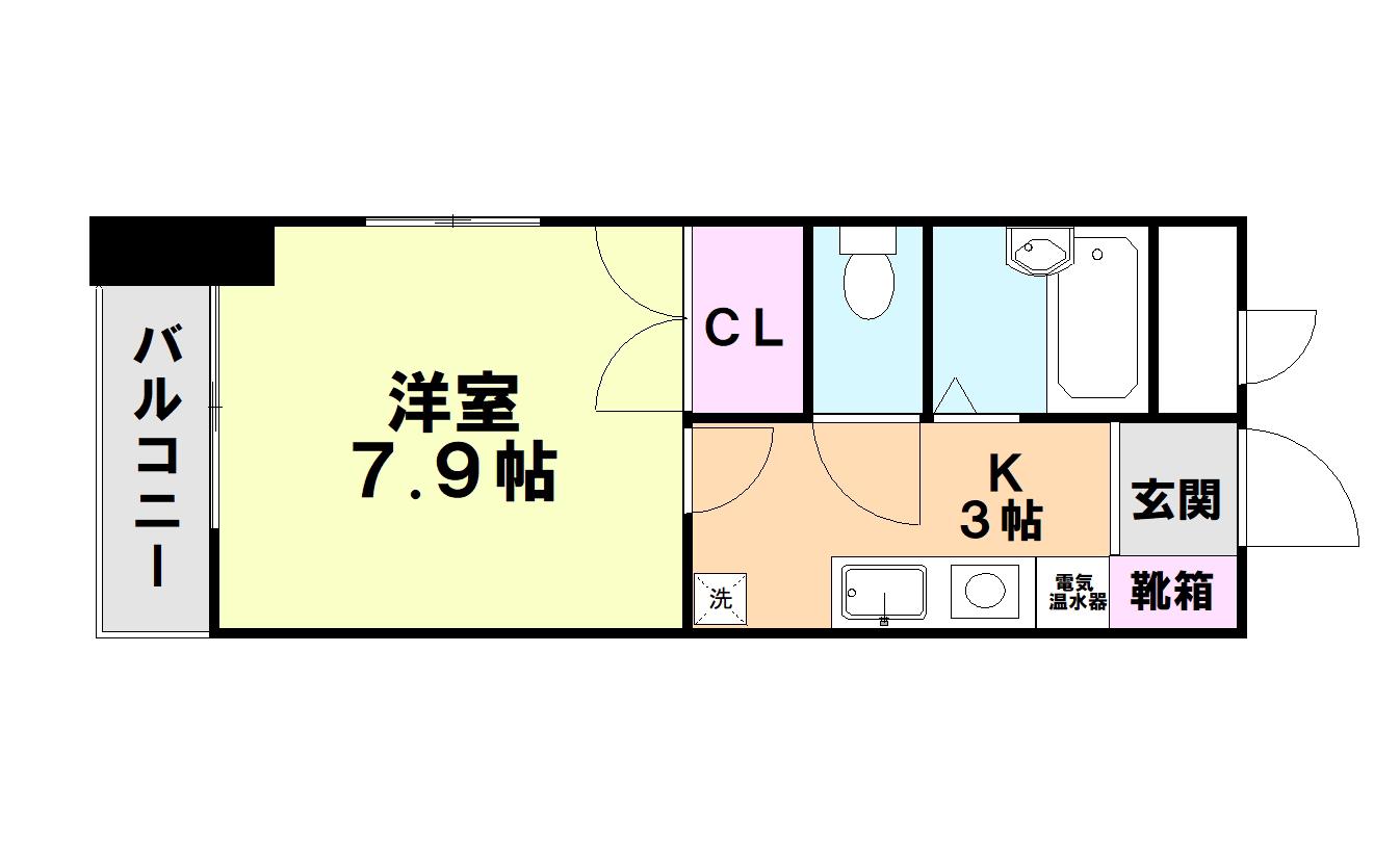 グランピアライフ宝町(1K/2階)の間取り写真