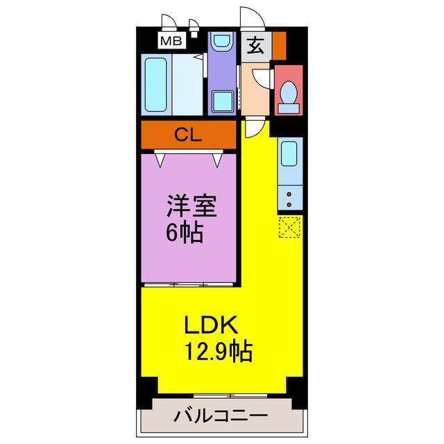 KUNIO(1LDK/4階)の間取り写真
