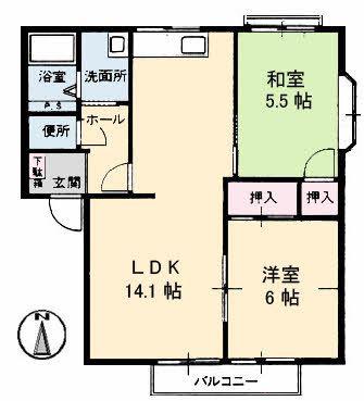 木村コーポ(2LDK/2階)の間取り写真