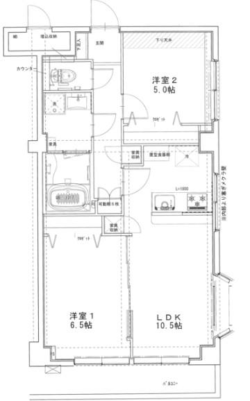 リーヴェルステージ横浜ネオ(2LDK/4階)の間取り写真