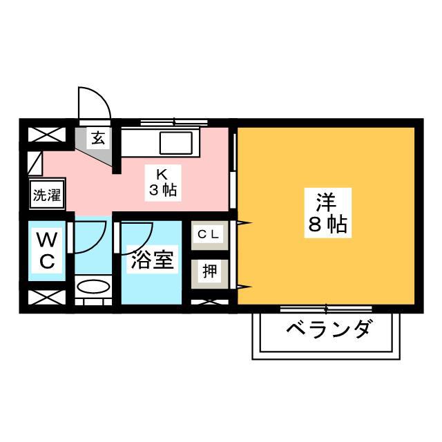 ノーブルガーデンK・T(1K/2階)の間取り写真