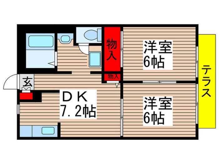 ジョリエ勝田台(2DK/1階)の間取り写真