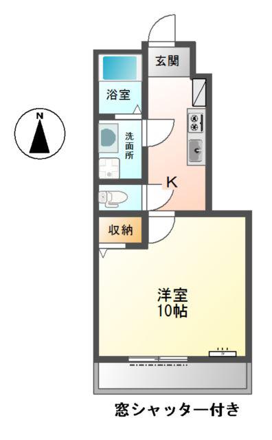 メルヴェールA(1K/1階)の間取り写真