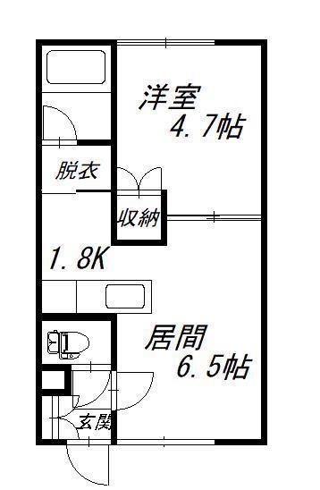 ユーハイツ永山(1LDK/2階)の間取り写真