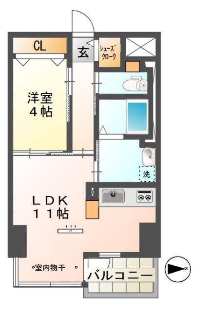 CONFORTO紺屋町(1LDK/6階)の間取り写真