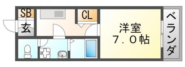 グランカーサ緑地公園(1K/2階)の間取り写真