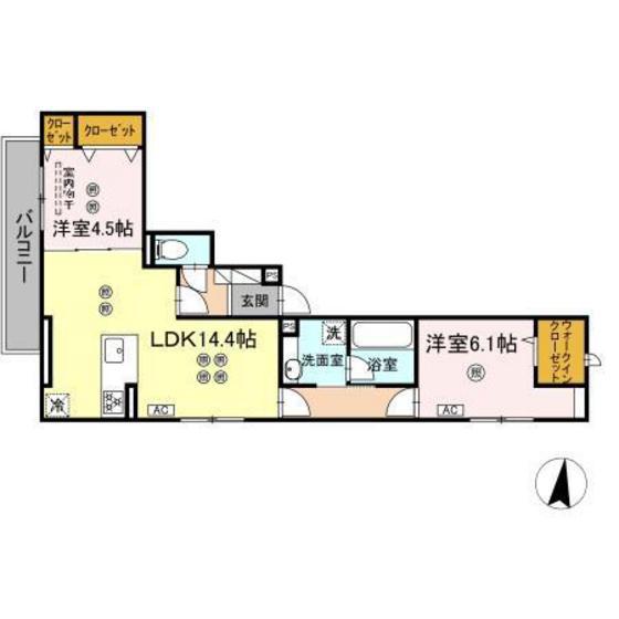 D-ROOM宇品東(2LDK/2階)の間取り写真