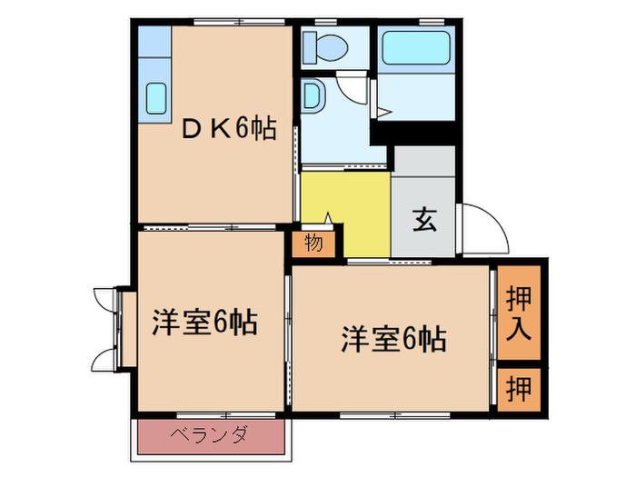 ディアス新宮(2DK/2階)の間取り写真