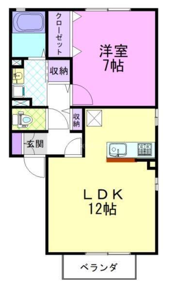 サニーウッドB(1LDK/2階)の間取り写真