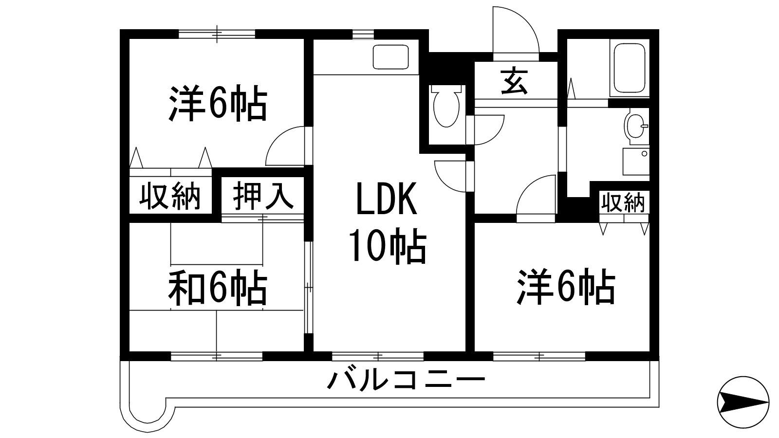 コスモ売布(3LDK/1階)の間取り写真
