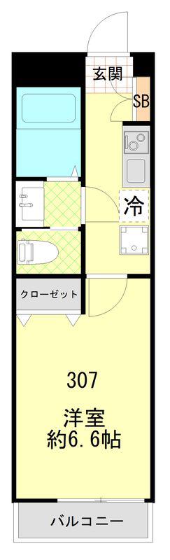 スピカハイツ弘明寺(1K/3階)の間取り写真