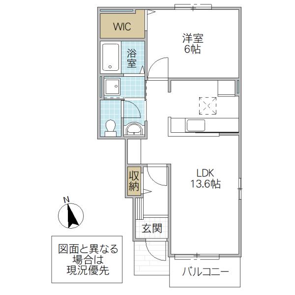 シャン ドゥ フルール C(1LDK/1階)の間取り写真