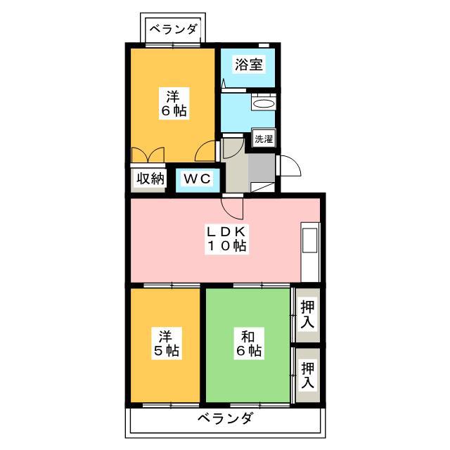 ぱーくたうんルナII(3LDK/3階)の間取り写真