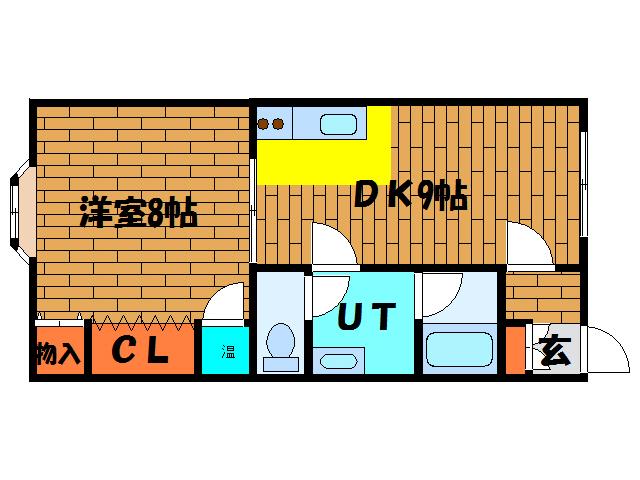 ロイヤルガーデンA(1DK/2階)の間取り写真