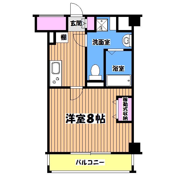 ライジングプレイス八王子みなみ野(1K/4階)の間取り写真