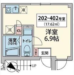 シェルブルー大井町(ワンルーム/3階)の間取り写真
