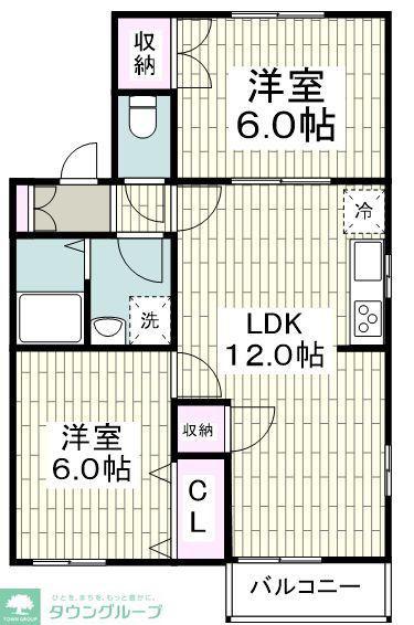 カサベルデA(2LDK/2階)の間取り写真
