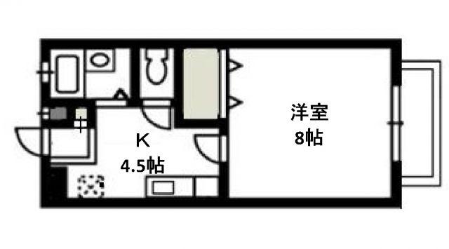 メープル湊A(1K/2階)の間取り写真
