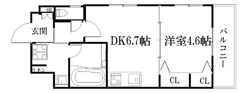 べラジオ京都壬生(1DK/1階)の間取り写真