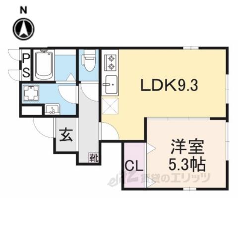アスピリア天理(1LDK/2階)の間取り写真
