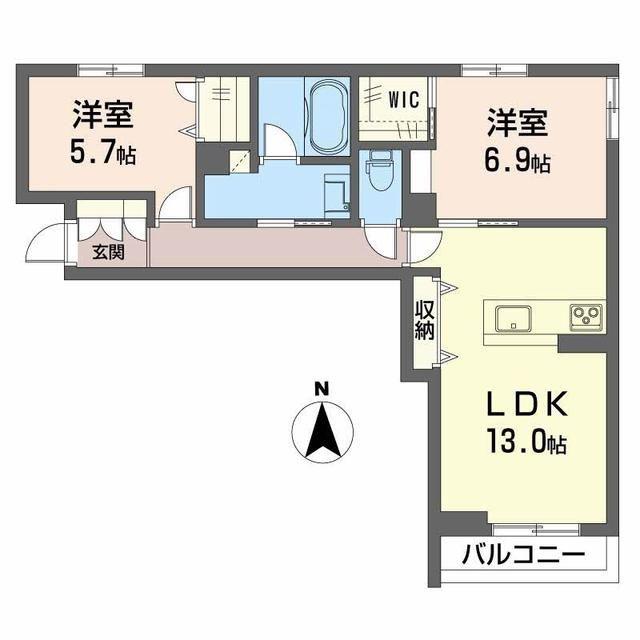 SERENITY(2LDK/2階)の間取り写真