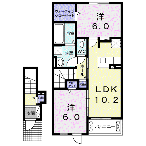 ルミナーレB(2LDK/2階)の間取り写真